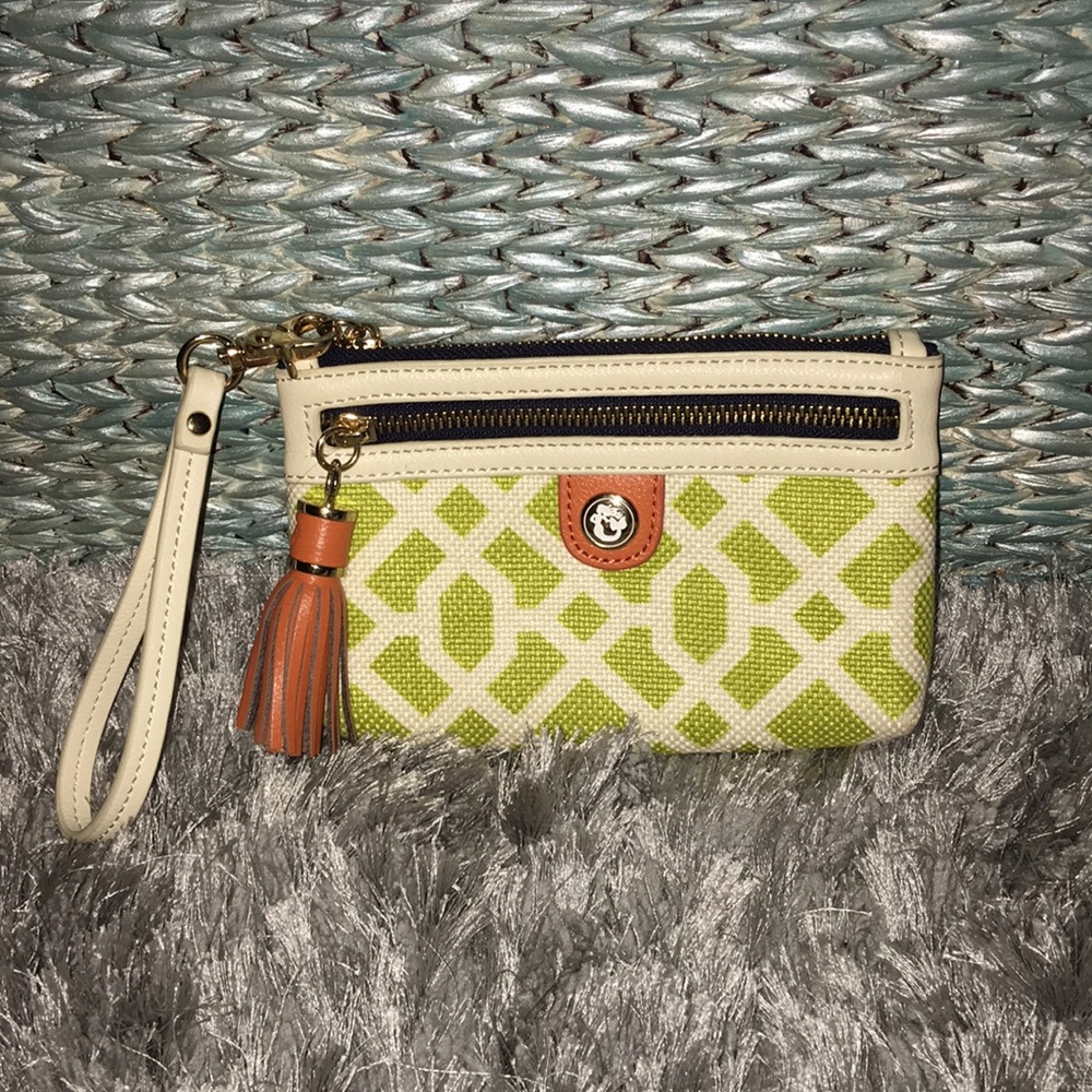 Spartina 449 Green and Cream Wristlet